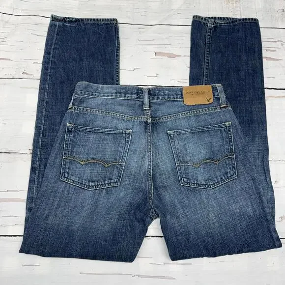 American Eagle Slim Straight Classic Denim Blue 32x34 Y2K Everyday - Picture 2 of 7